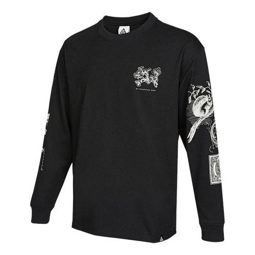 Nike ACG Iceland Printing Sports Round Neck Long Sleeves T-Shirt - Black - DJ5803-010