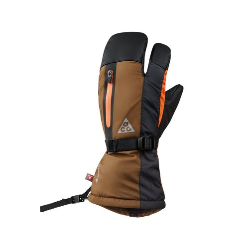 Nike ACG Therma-FIT ADV GORE-TEX Split Mittens - Mosswood Brown/Safety Orange/Silver - N1011148-236