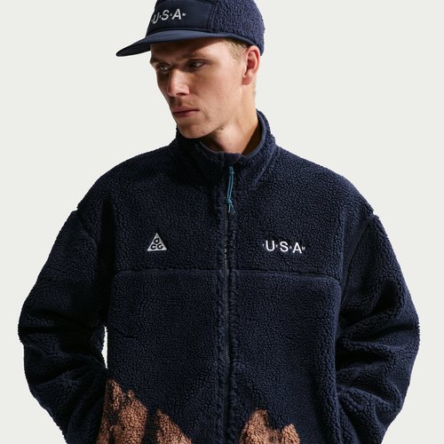 Nike ACG USA Therma-FIT ADV Windproof Full-Zip Fleece Jacket - Obsidian/Obsidian/Blue Lagoon/Summit White - HQ5493-451