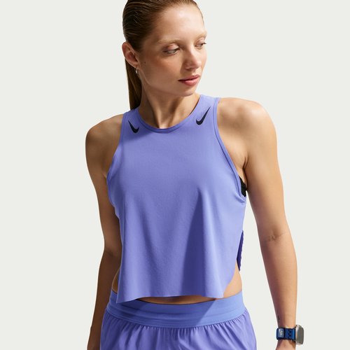Nike AeroSwift Dri-FIT ADV Cropped Running Tank Top - Sapphire/Black - FN2713-570