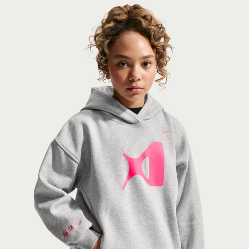 Nike A'ja Wilson Club Fleece Basketball Hoodie - Pure Platinum/Heather/Hyper Pink - IR0144-043
