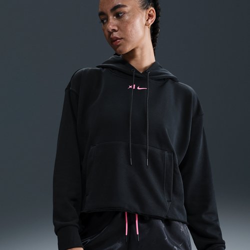 Nike A'ja Wilson Oversized Cropped Basketball Hoodie - Black/Laser Pink - HM7707-011