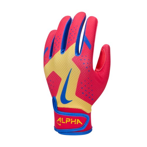 Nike Alpha 2.0 T-Ball Batting Gloves - Chrome Yellow/Red Orbit/Treasure Blue - N1012190-707