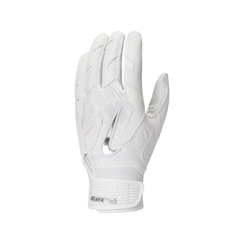 Nike Alpha Elite 2.0 Baseball Batting Gloves - White/White/White/Metallic Silver - N1013006-125