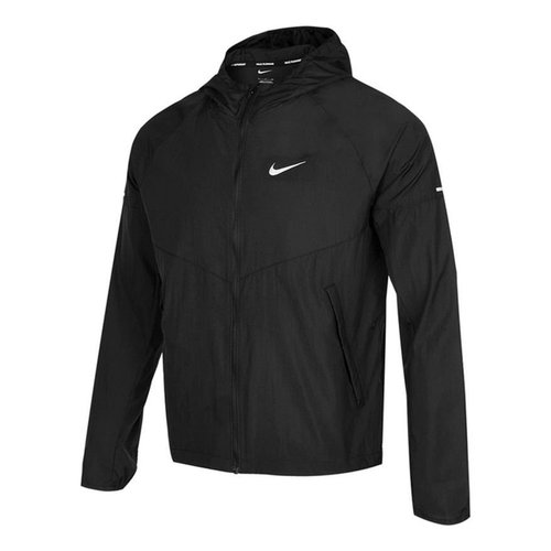 Nike As Nk Rpl Miler JKT Jacket Reflective Logo Print Woven Sports Hooded Jacket - Black - DD4747-010