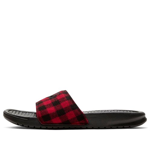 Nike Benassi Jdi SE Plaid Splicing Slippers - Red/Black - CK0626-001