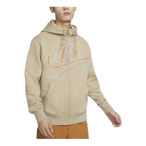 Nike Big Logo Sportswear Club Fleece Full-Zip Hoodie - Khaki/Multi-Color - DX0536-247