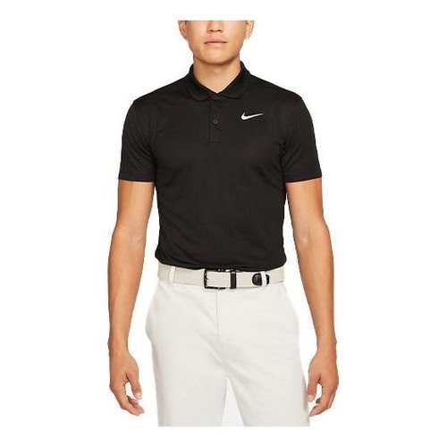 Nike Casual Breathable Solid Color Golf Short Sleeve Polo Shirt - Black - DH0827-010