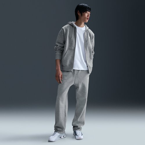 Nike Club Open-Hem Fleece Pants - Dark Grey Heather/Light Smoke Grey/White - FN3730-063