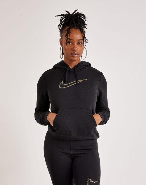 Nike Club Fleece Shine Pullover Hoodie - Black - FB8763-010