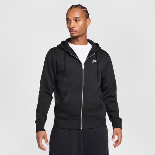 Nike Club Full-Zip Fleece Hoodie - Black/Black/White - FN3861-010