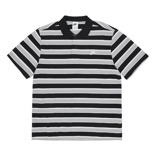 Nike Club Striped Polo Shirt 'Black Grey' FN3897-010 Solesense