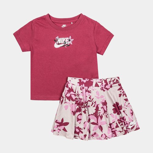 Nike Club Tee And Printed Scooter 2 Piece Set - Pink/White - 36N140-PA1