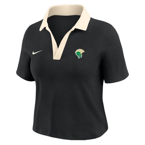 Nike College Norfolk State University Short-Sleeve Polo Crop Top - Black - ZW12574NSUN25-BLK