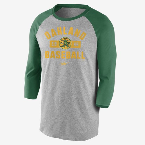 Nike Cooperstown Vintage Tri-Blend Raglan MLB Oakland Athletics - Dark Grey Heather - NC44BQW-OA6