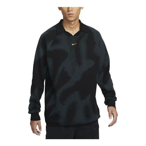 Nike Culture of Football Knit Long-Sleeve Soccer Sweater - Deep Jungle/Black/Fireberry - FD7285-323