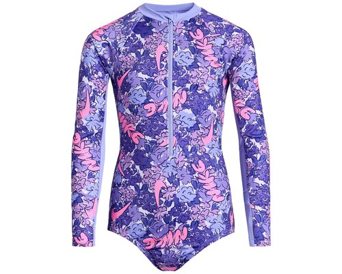 Nike Doodle Logo Long Sleeve One Piece Little Kid/Big Kid Swimsuits One Piece - Light Thistle - NESSG734