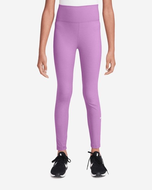Nike One Big Kidsâ Dri-FIT High-Waisted Leggings - Rush Fuchsia/Hydrangeas/Heather/White - FZ5617-532