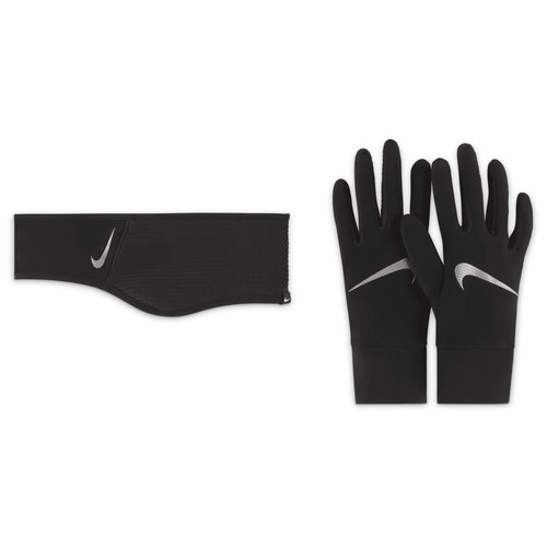 Nike Essential Running Headband and Glove Set - Black/Black/Silver - N1000598-082