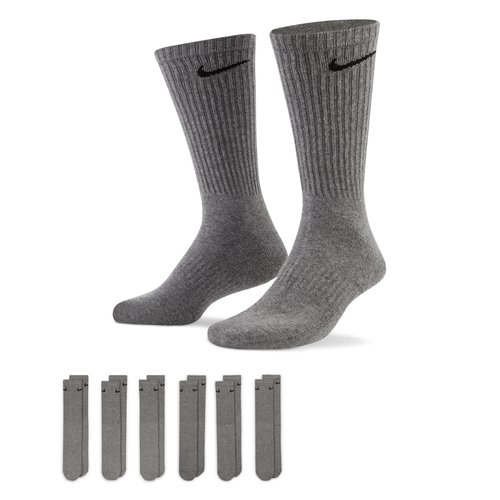 Nike Everyday Cushioned Training Crew Socks 6 Pairs - Carbon Heather/Black - SX7666-064