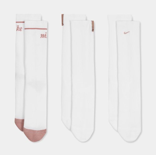 Nike Everyday Plus Crew 3 Pack Socks - White/Pink - HV6864-901