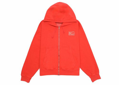 Stussy x Nike Pigment Dyed Fleece Zip Hoodie 'Habanero Red
