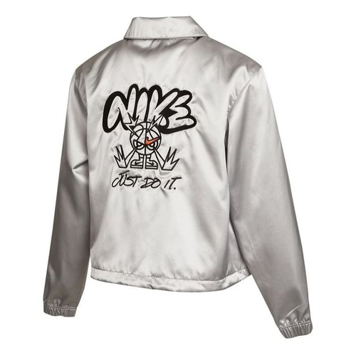 Nike Graffiti Embroidered Woven Sports lapel Jacket - Silver - DJ5363-041