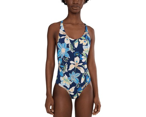 Nike Hot House Floral Scoop Neck One Piece Swimsuits One Piece - Midnight Navy - NESSG308