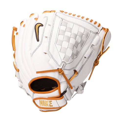 Nike Hyperdiamond Edge Softball Fielding Glove - White/Cinder Orange/Metallic Gold - N1000292-118