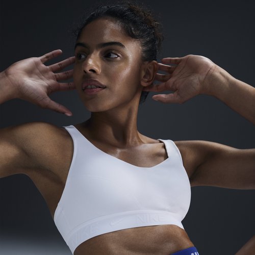 Nike Indy High Support Padded Adjustable Sports Bra - White/Stone Mauve/White - FD1068-100