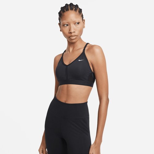 Nike Indy Light-Support Padded V-Neck Sports Bra - Black/Black/Black/White - CZ4456-010