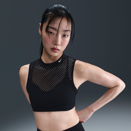 Nike Indy Net Light-Support Padded Sports Bra - Black/White - HF5422-010