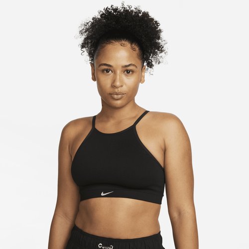 Nike Indy Seamless Ribbed Light-Support Non-Padded Sports Bra - Black/White - DV9966-010