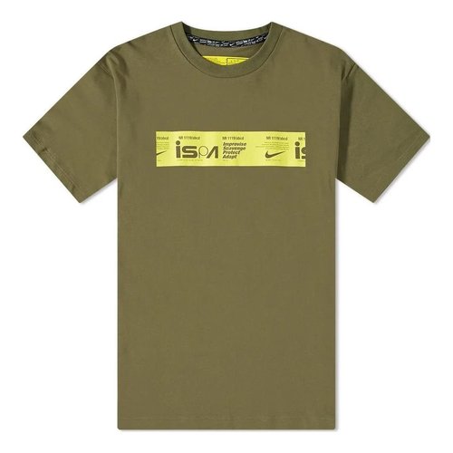 Nike ISPA Series Minimalistic Alphabet Logo Printing Casual Round Neck Short Sleeve Green T-Shirt - DV0687-222