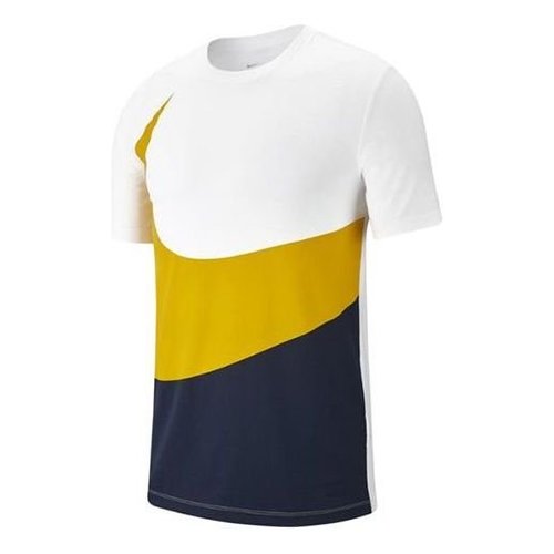 Nike Largeblock Sports Pullover Round Neck Short Sleeve White Yellow Blueblock - Whiteyellowbluemulti-Color - CK9586-102