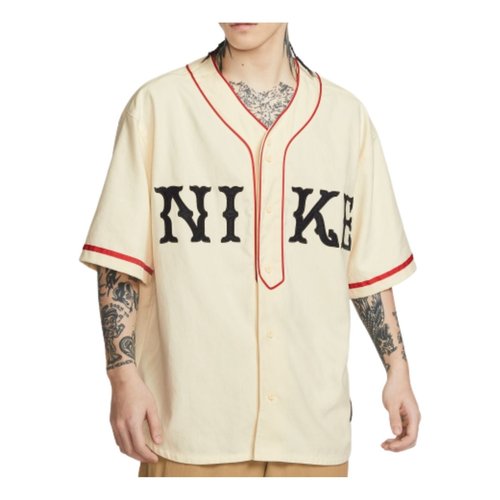 Nike Life Short-Sleeve Vintage Sport Jersey - Coconut Milk/Unversity Red - IF2230-113