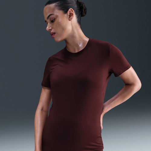 Nike M One Dri-FIT Slim-Fit Short-Sleeve Top Maternity - Burgundy Crush - FN5001-652