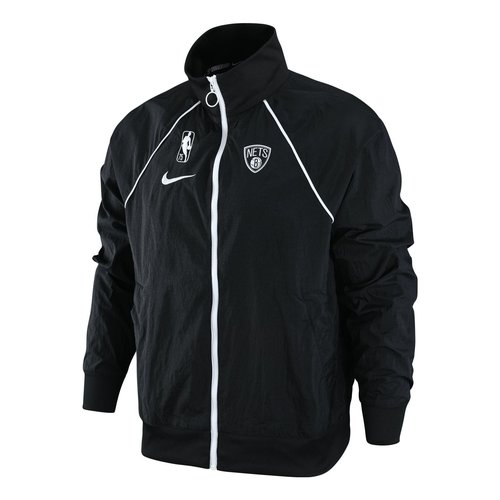 Nike NBA Brooklyn Nets Logo Printing Zipper Stand Collar Jacket Autumn Black - DH9118-010