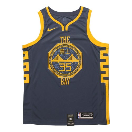Nike NBA Jersey 18-19 Kevin Durant Golden State Warriors 3 No. 5 City limited SW Gray - Blue - AJ4610-430