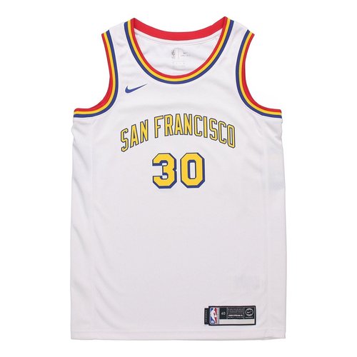 Nike NBA Stephen Curry Golden State Warriors 2019/20 Fan Edition Jersey #30 - White/Yellow/Blue - BQ8108-103