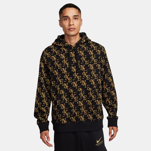 Nike NSW BB LA Monogram Club PO Hoodie - Black/Flt Gold - FZ2230-010