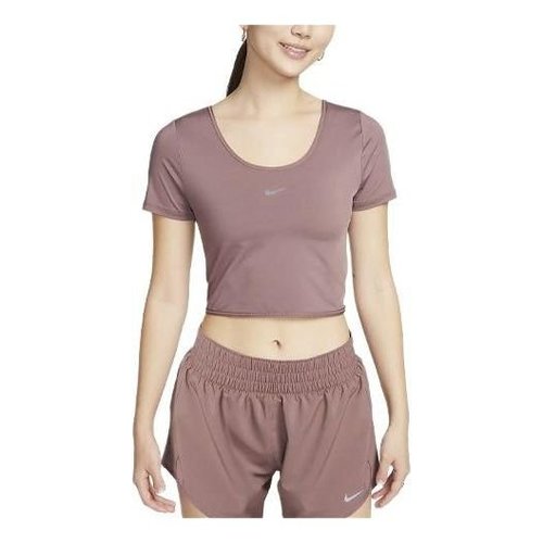 Nike One Classic Dri-FIT Short Sleeve Cropped Twist T-shirt Asia Sizing - Smokey Mauve/Black - FN2852-208