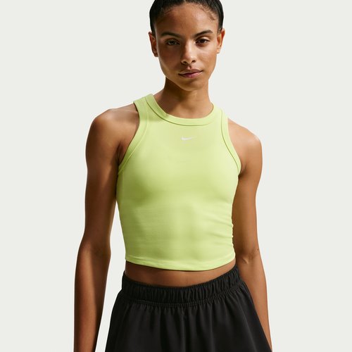 Nike One Fitted Dri-FIT Cropped Tank Top - Light Lemon Twist/White - FN2806-736
