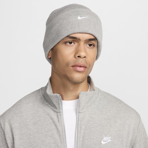 Nike Peak Swoosh Beanie - Dark Grey Heather/White - HF0187-063