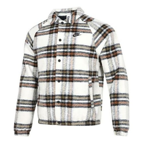 Nike Plaid Casual lapel Shirt Jacket light mahogany brown - Light Redbrown - DR6862-104