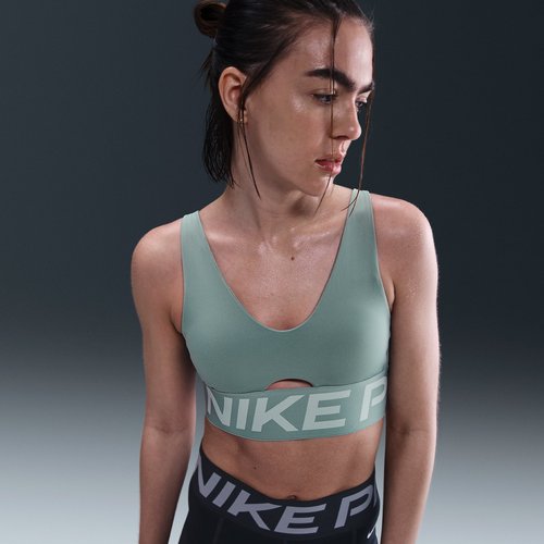 Nike Pro Indy Plunge -Support Padded Sports Bra - Cannon/Jade Ice/White - HF7324-017