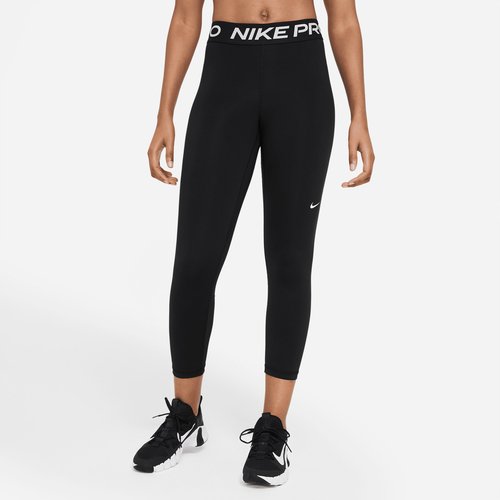 Nike Pro Mid-Rise Crop Mesh-Panel Leggings - Black/White - CZ9803-013