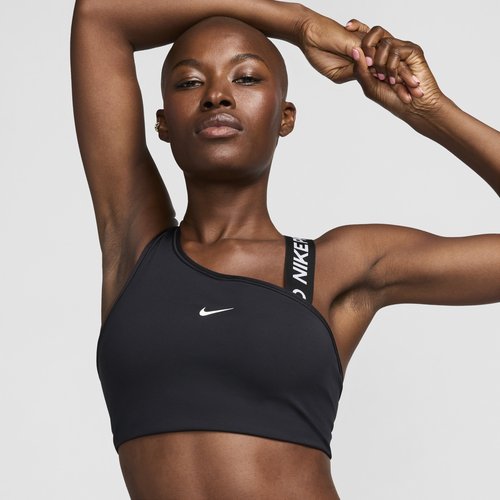 Nike Pro Swoosh Asymmetrical -Support Padded Sports Bra - Black/Black/White/White - FV6526-010