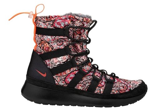 Nike Roshe Run Hi Sneakerboot QS Liberty of London - Black/Solar Red - 633519-006