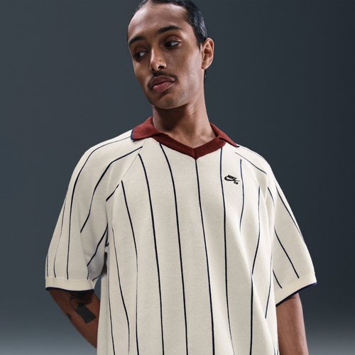 Nike SB Short-Sleeved Polo Skate Sweater - Sail/Midnight Navy/Dark Team Red - HQ9018-133